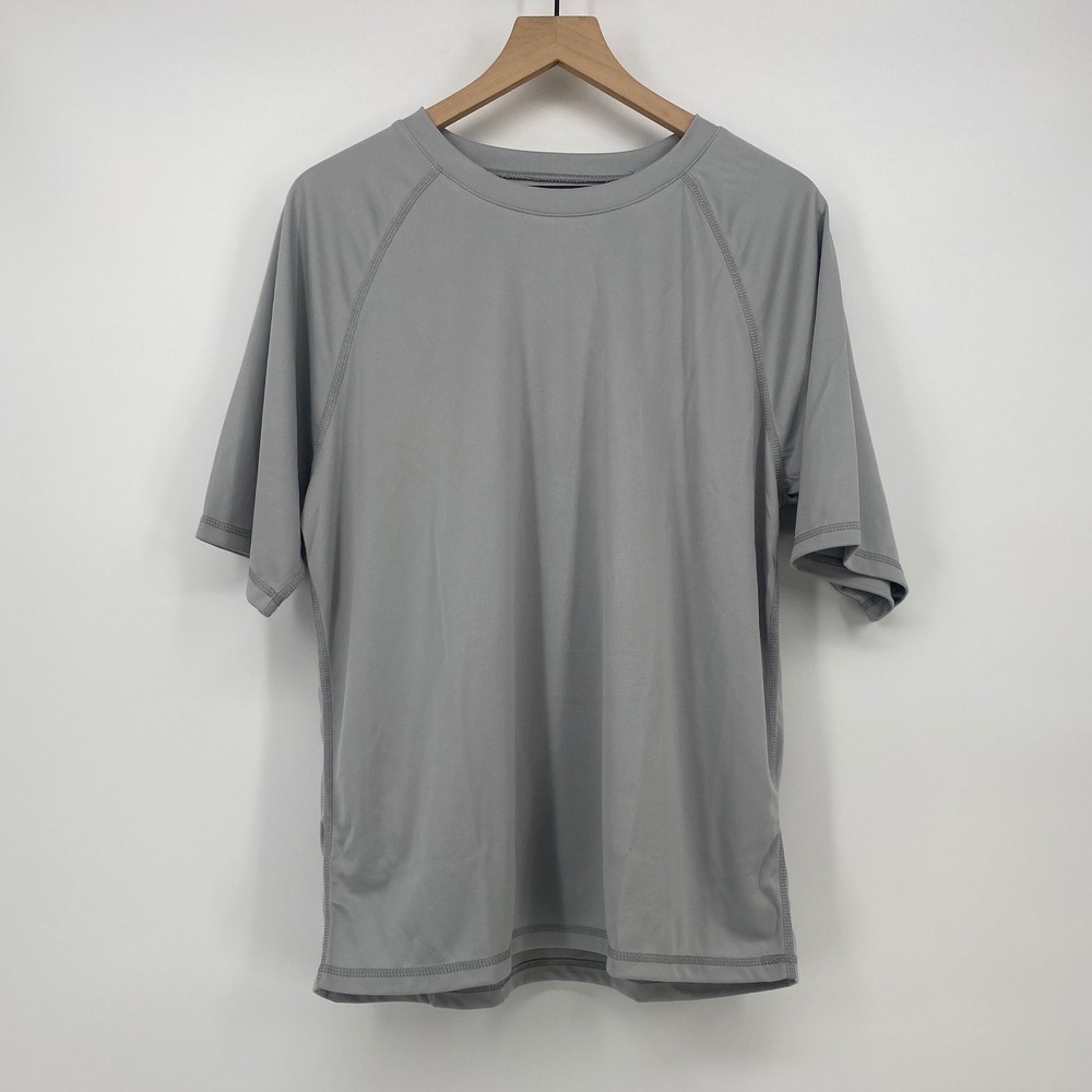 Kanu Surf Rashguard Large Grey UPF 50+ Short Sleeve Swim Shirt NWT 8077